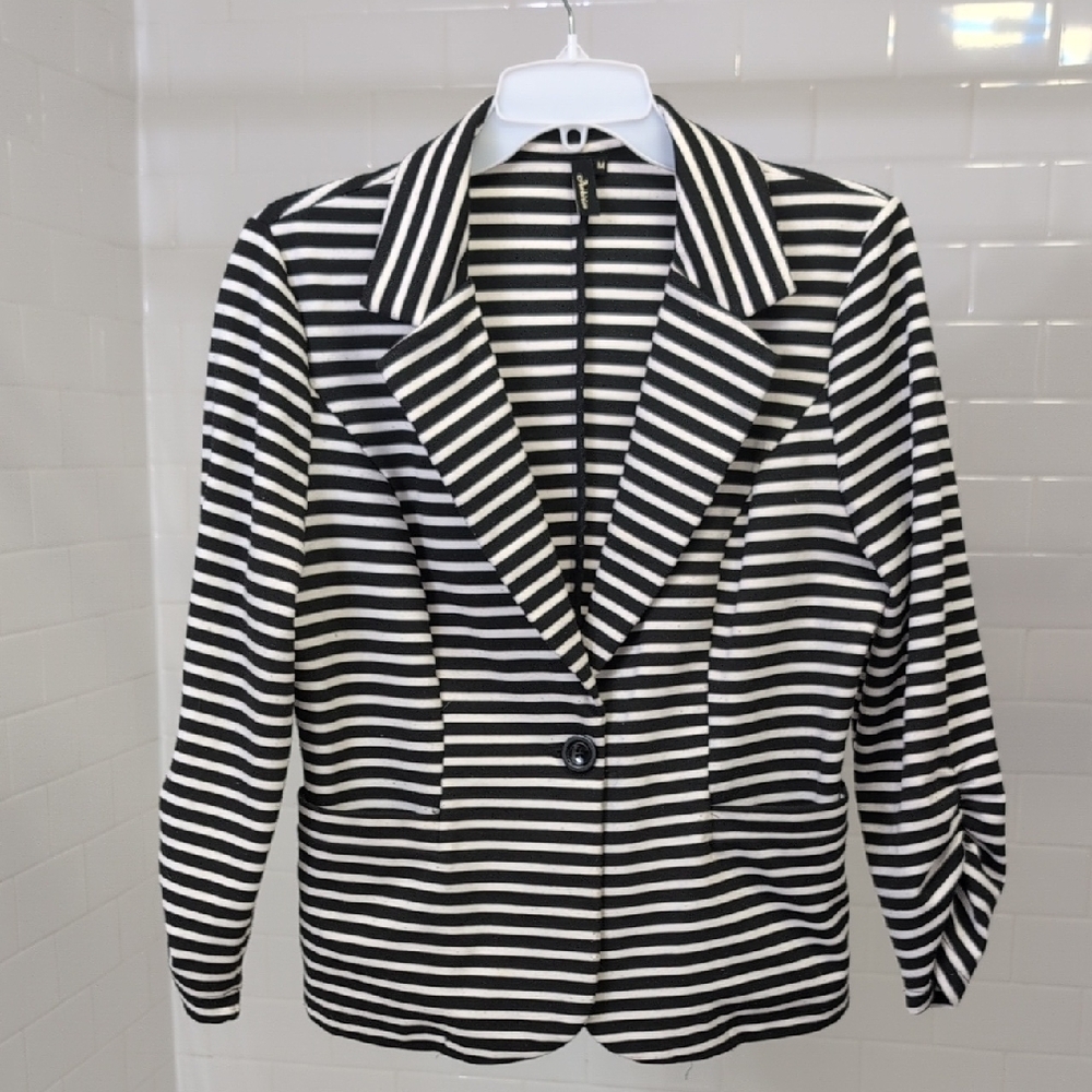 Ambition Black and White Striped Blazer